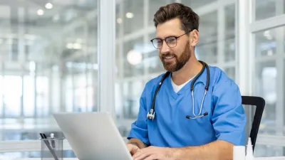 nurse at computer